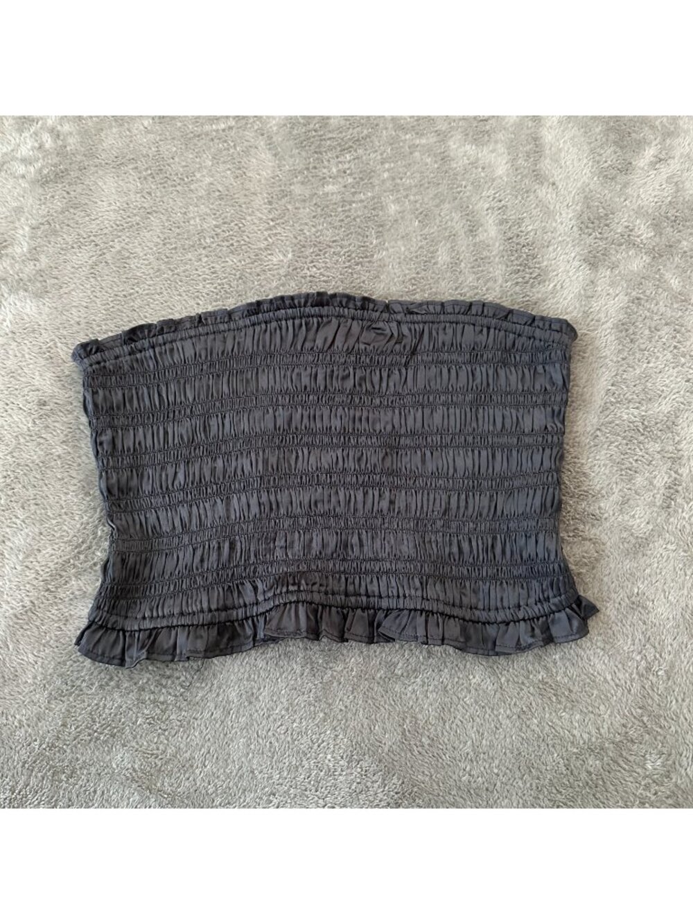 NWT Intimately Free People Gray Satin Smocked Tube Top Shirt Women's SMALL - Picture 1 of 4